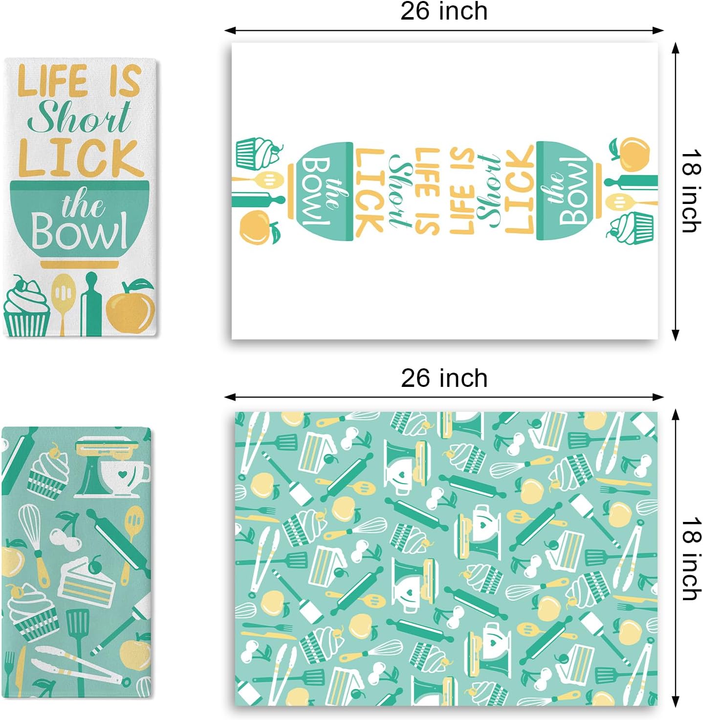 Toalla de cocina divertida para hornear postre verde magdalenas Life is Short