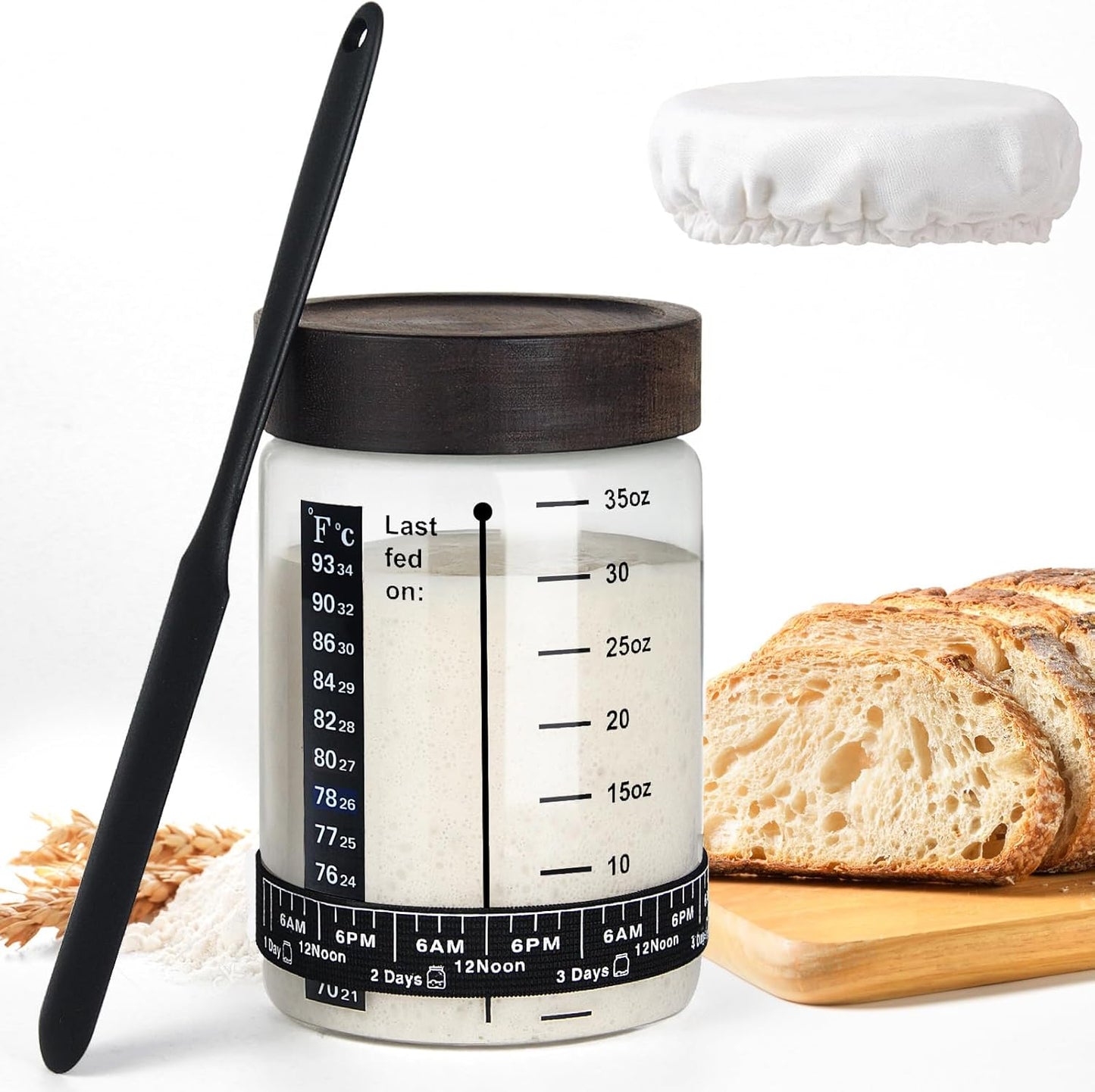 Frasco para levadura de pan de centeno 77L con termómetro y accesorios