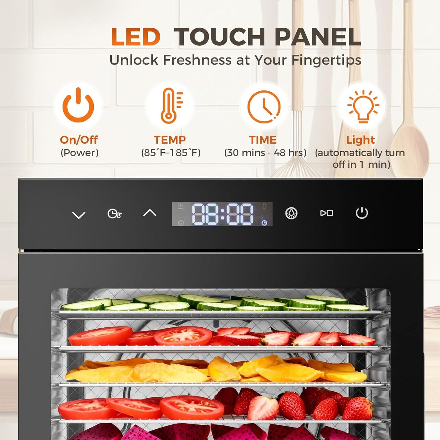Máquina deshidratadora 500W 8 bandejas acero inox