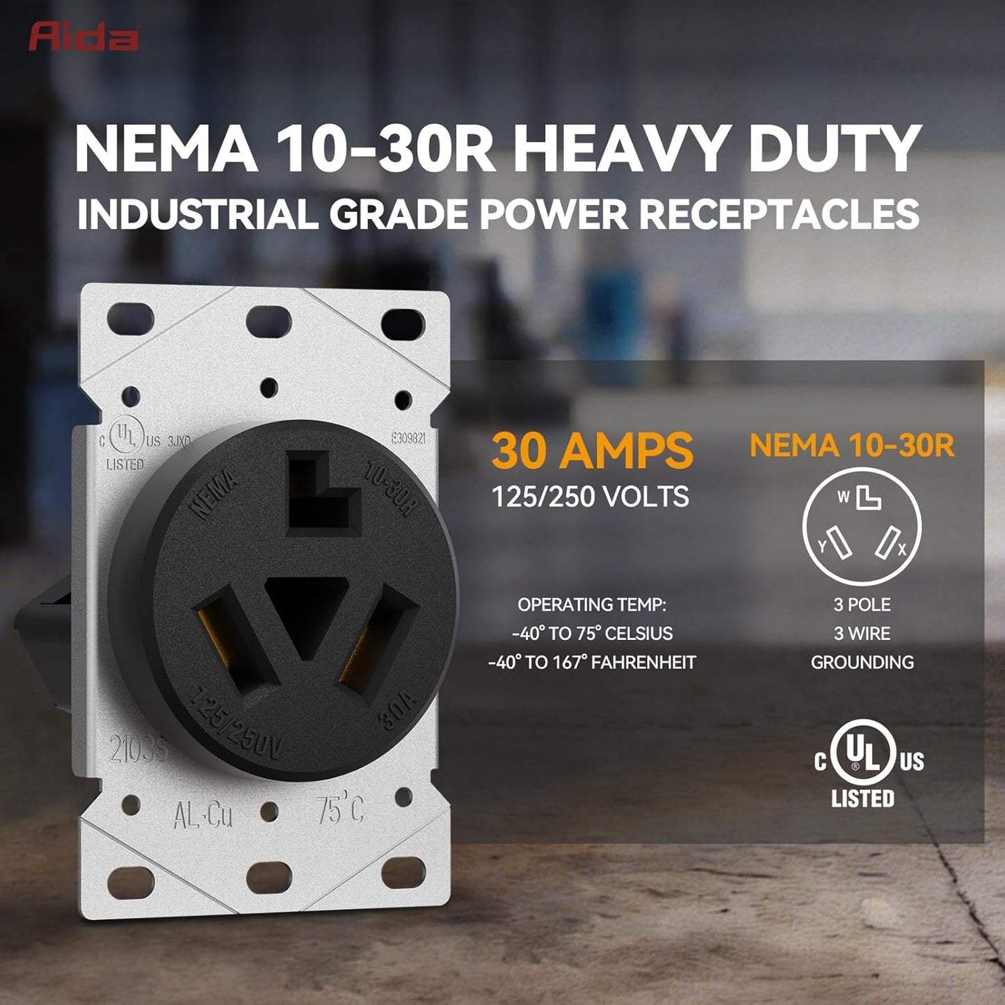 Receptáculo NEMA10-30R acero inox 30A 125/250V