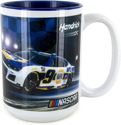 Taza de café Chase Elliott 2026 NAPA #9 15 oz con interior colorido