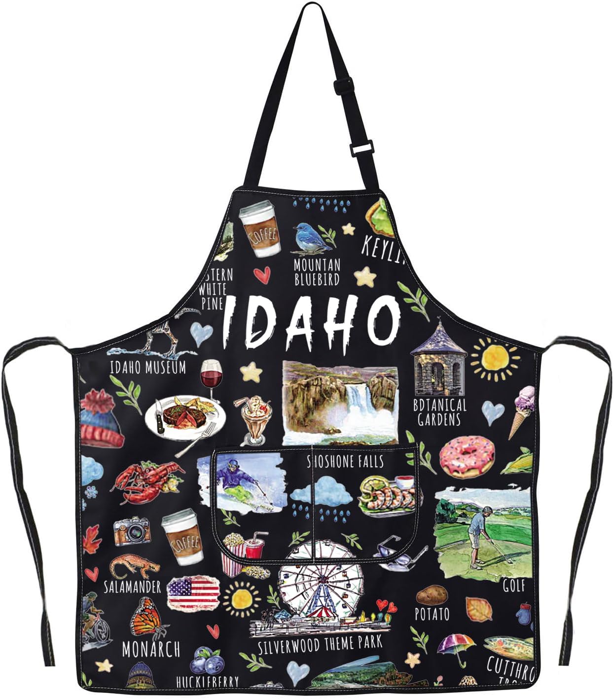 Delantal de cocina souvenir de Idaho para amantes de Idaho