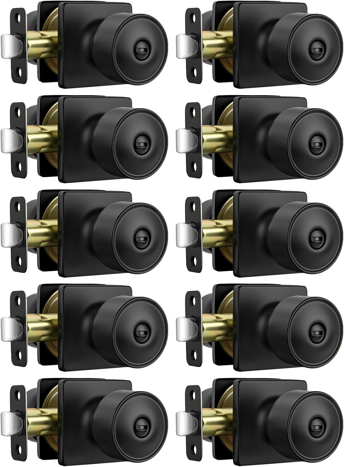 Perillas puerta interior negro mate cuadradas set 10