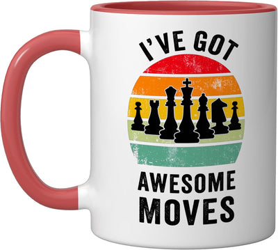 Taza de cerámica para jugador de ajedrez divertido rojo/blanco