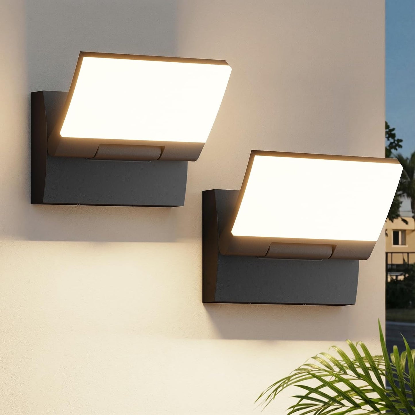 2 Lámparas LED pared exterior IP65 aluminio negro luz blanca