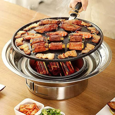 Parrilla carbón antiadherente acero inox 13.7pulg portátil