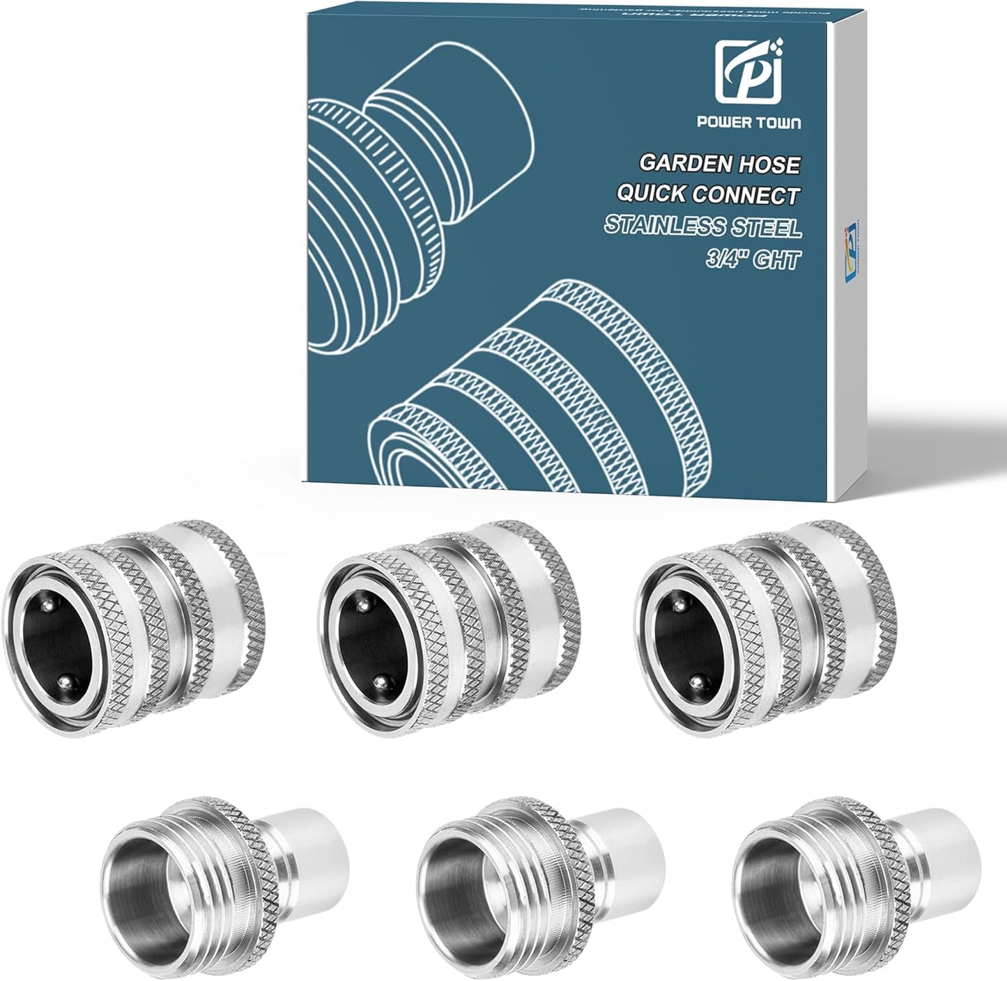 Conector manguera agua acero inox 3/4pulg set 3