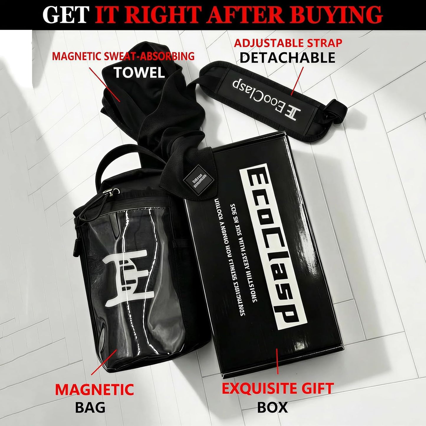 Bolsa magnética gimnasio soporte botella 32oz toallas secado