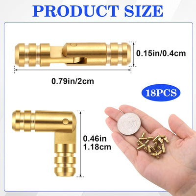 18 Bisagras Ocultas Latón Cilíndricas 0.15x0.79pulg Madera