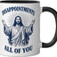 Taza cerámica de humor religioso con meme de Jesús sarcástico