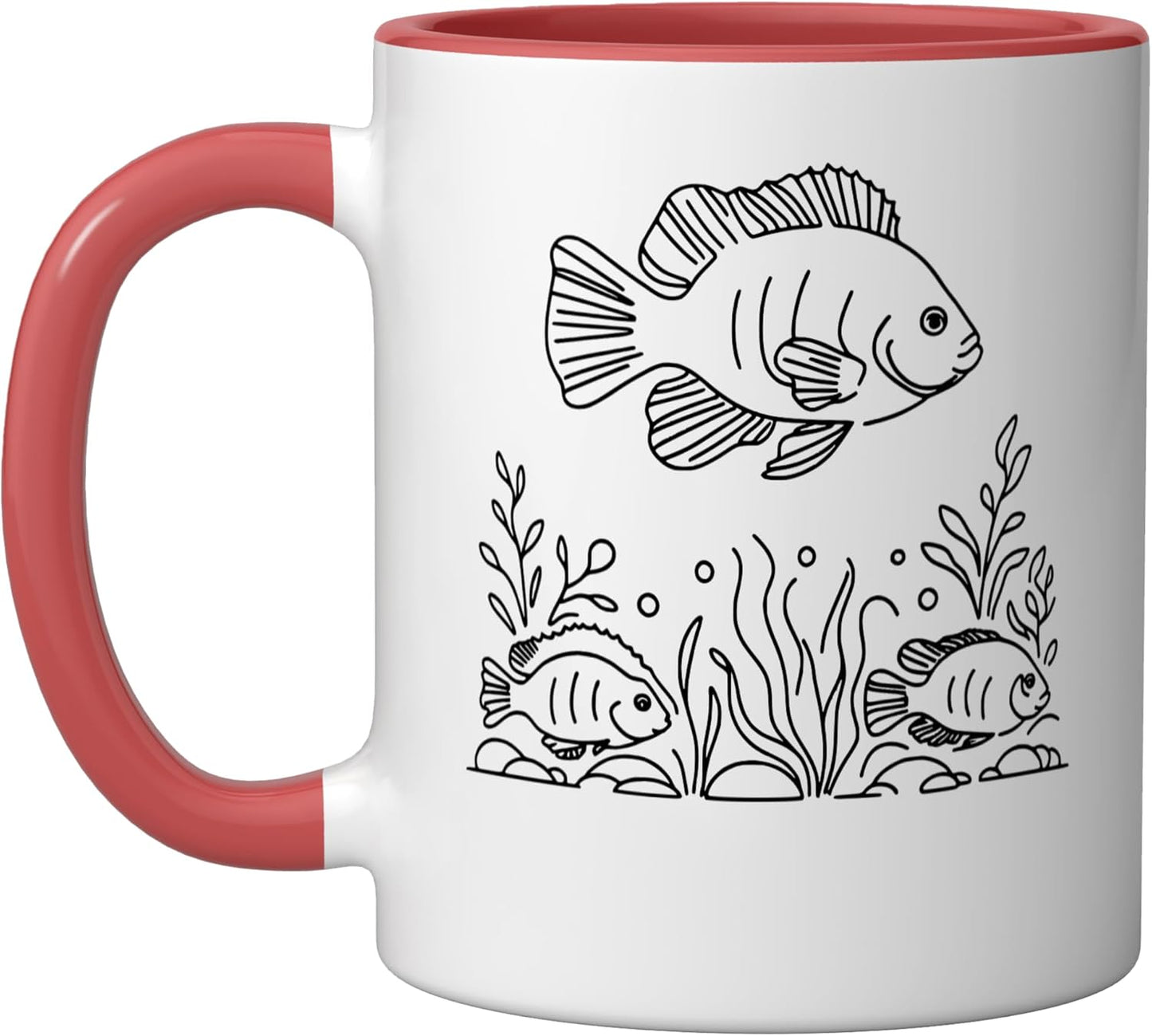 Taza Cerámica Amante de Peces Roja/Blanca