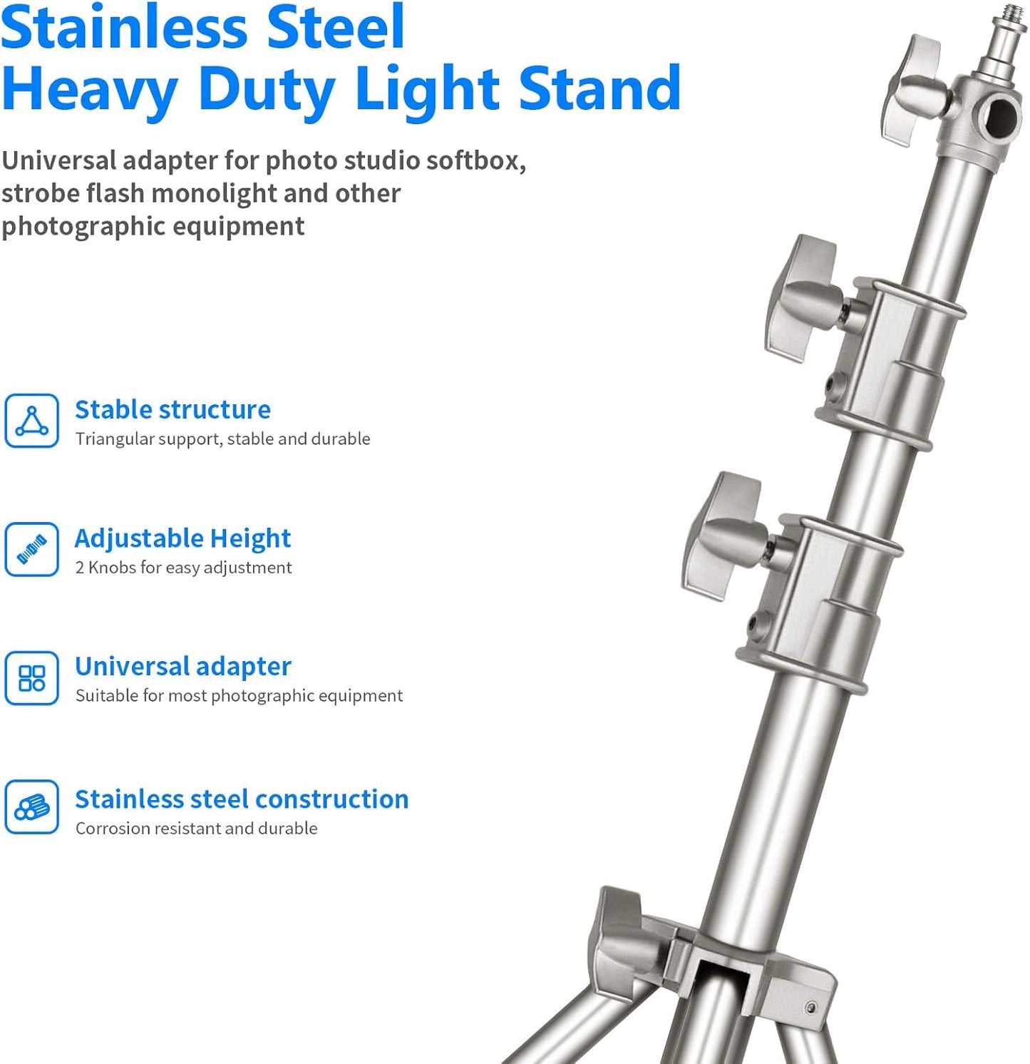Soporte luz acero inox 3m trípode acolchado adaptador 1/4-3/8