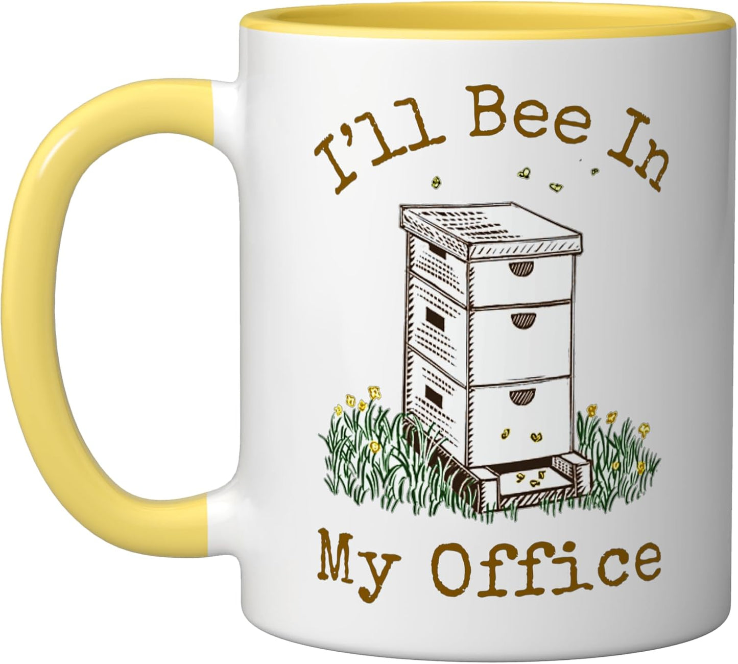 Taza cerámica para apicultor amarillo/blanco