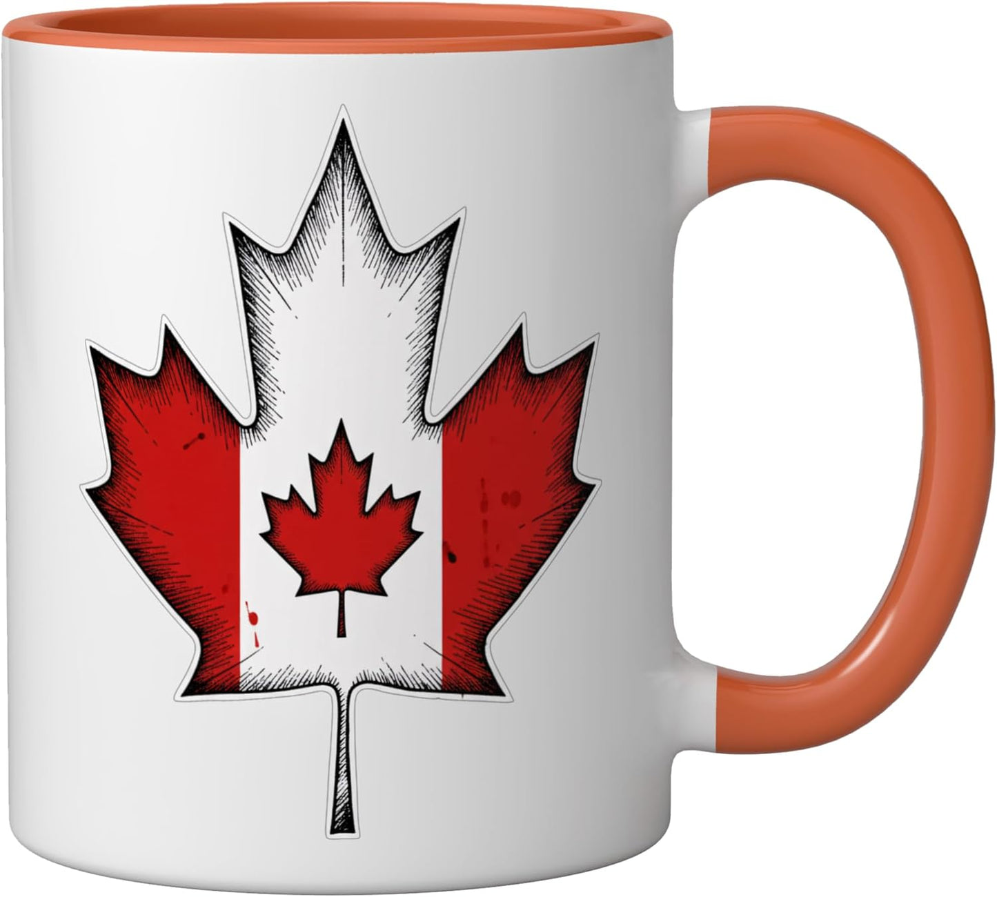 Taza Cerámica Bandera Canadá Emblema Mapa Naranja/Blanco