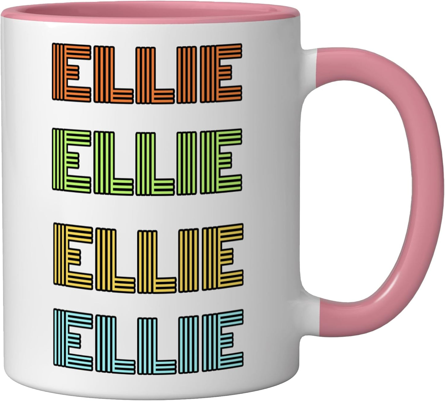 Taza Cerámica Ellie Clásica Rosa/Blanca
