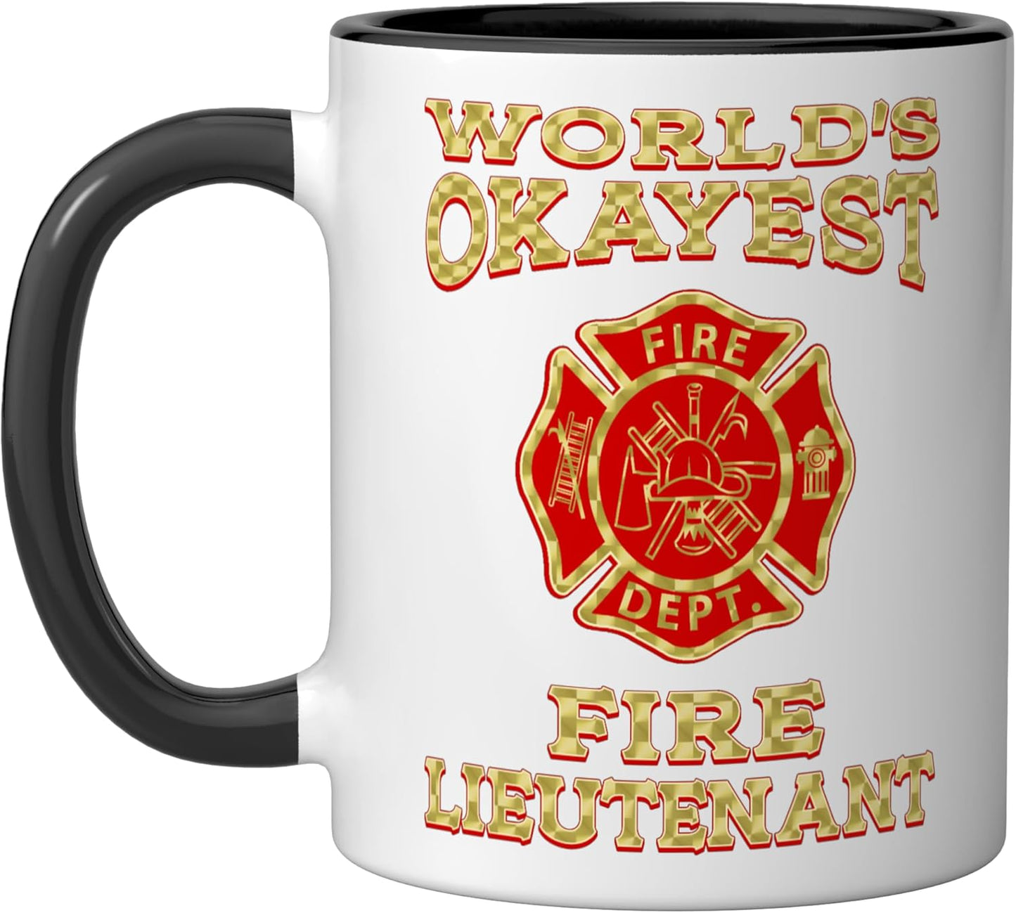 Taza cerámica para bombero regalo de oficial de bomberos negro/blanco