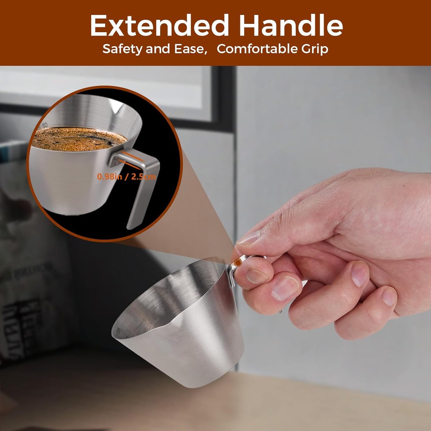Tazas de café expreso de acero inoxidable doble boquilla 3.4 oz