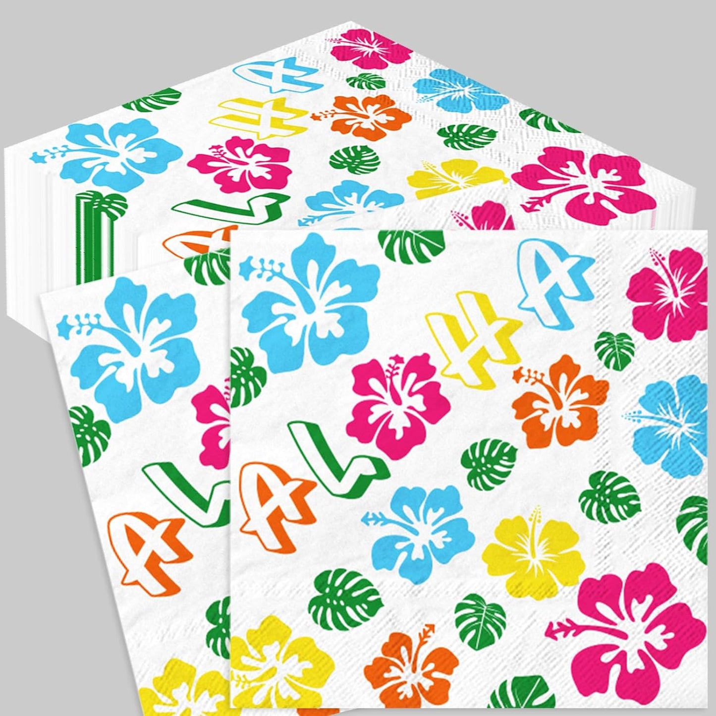 Servilletas hawaianas de hibisco 6.5 x 6.5 pulgadas para luau y playa