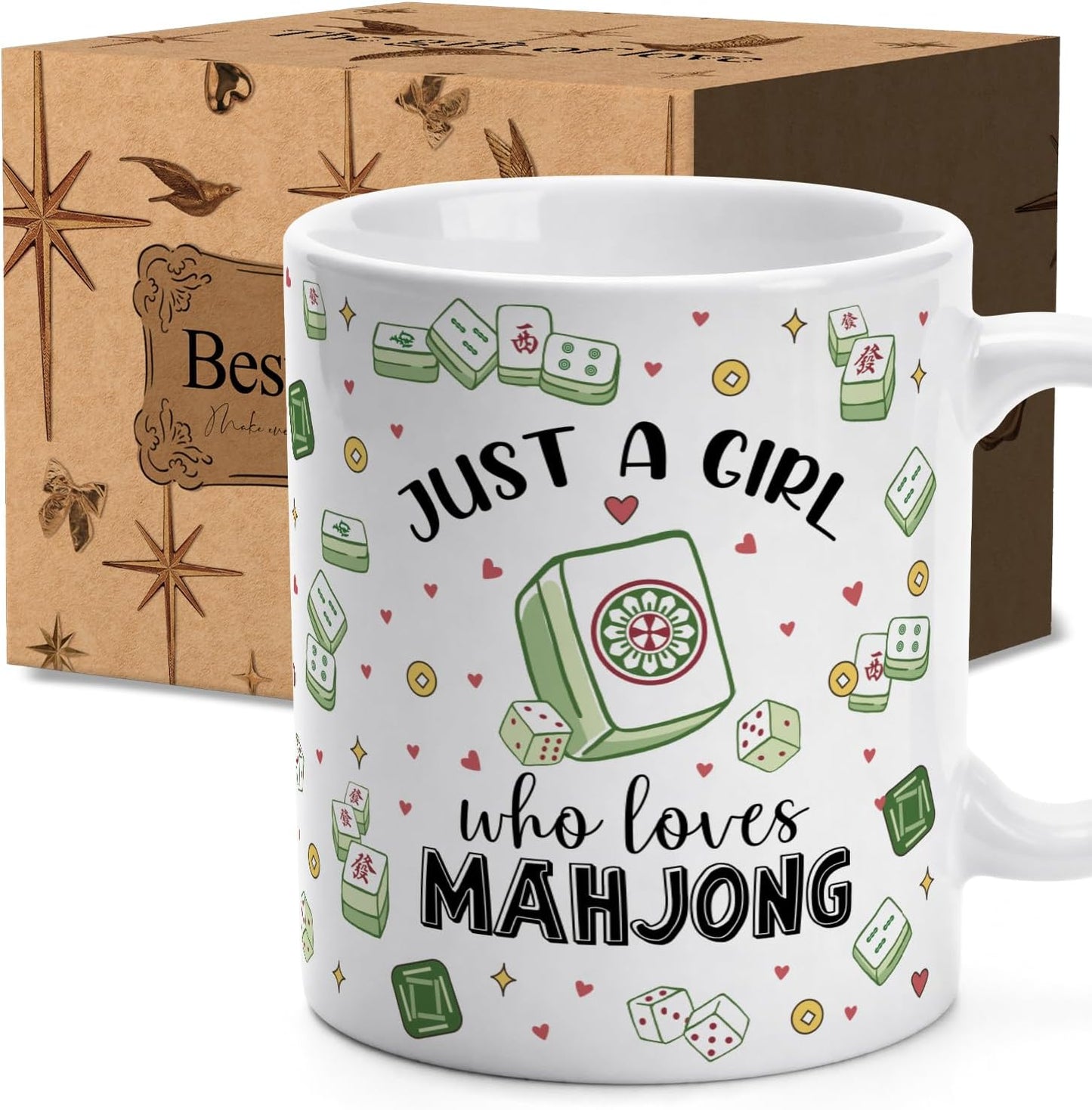 Taza de café para mujer con diseño de Mahjong
