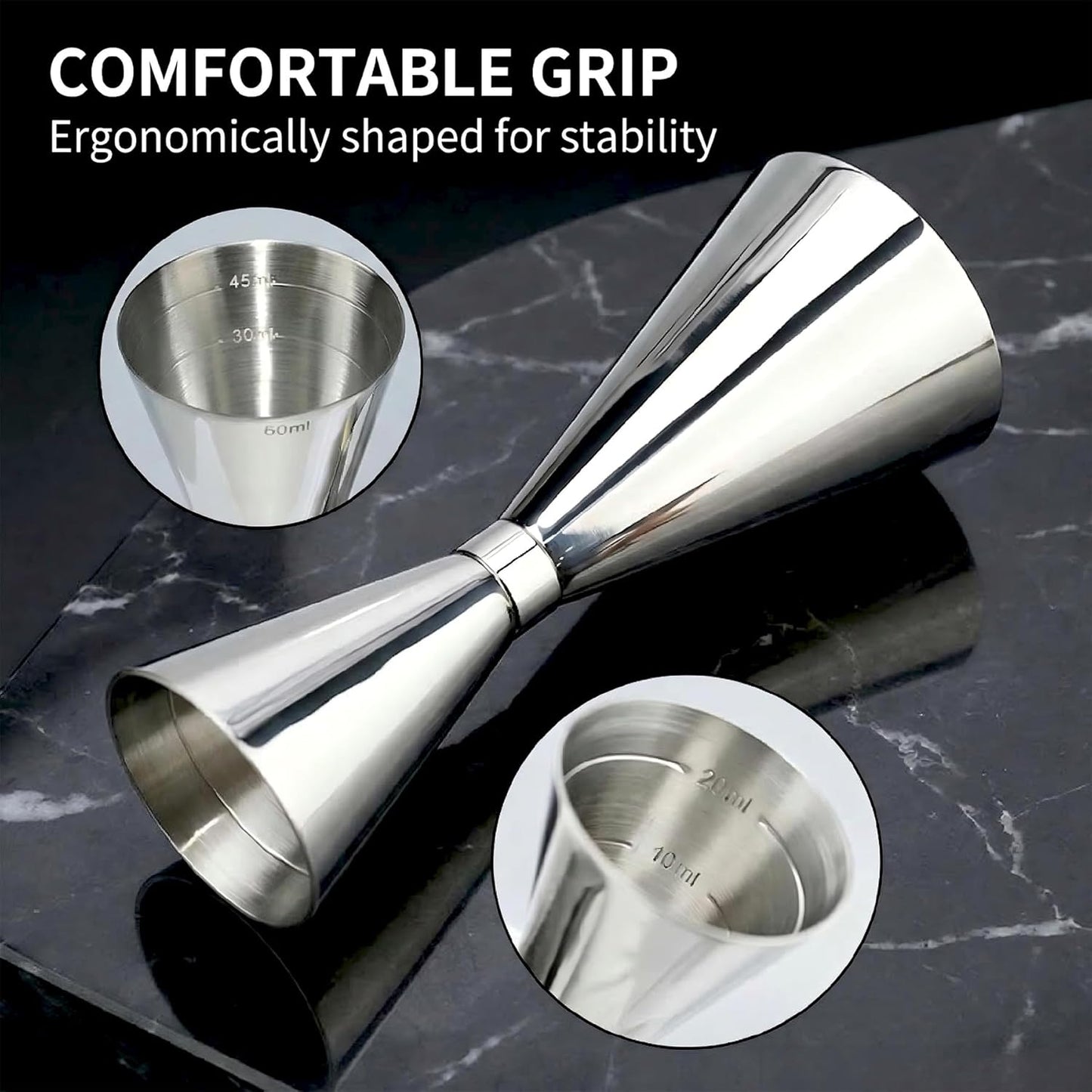 Jigger doble de acero inoxidable para medir alcohol estilo japonés