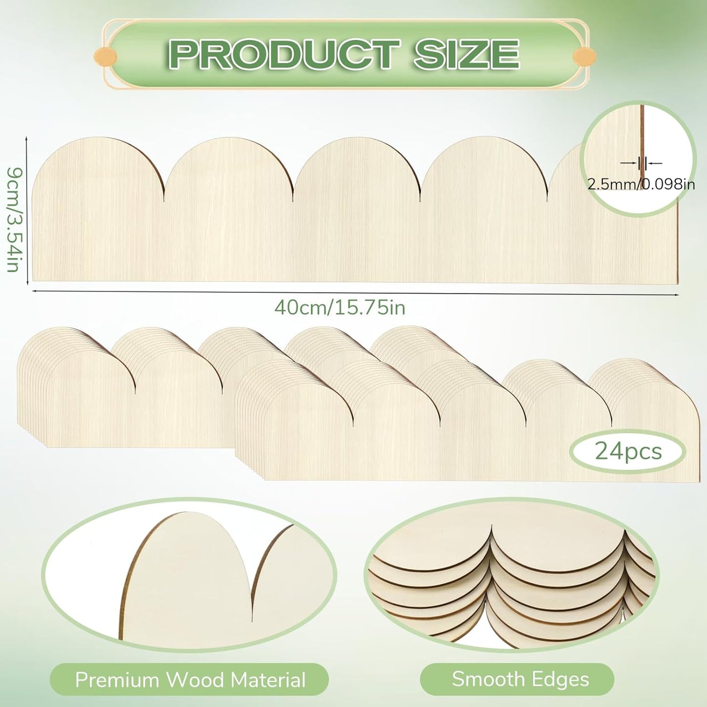 24 Adornos Madera Festoneados Sin Terminar Pared