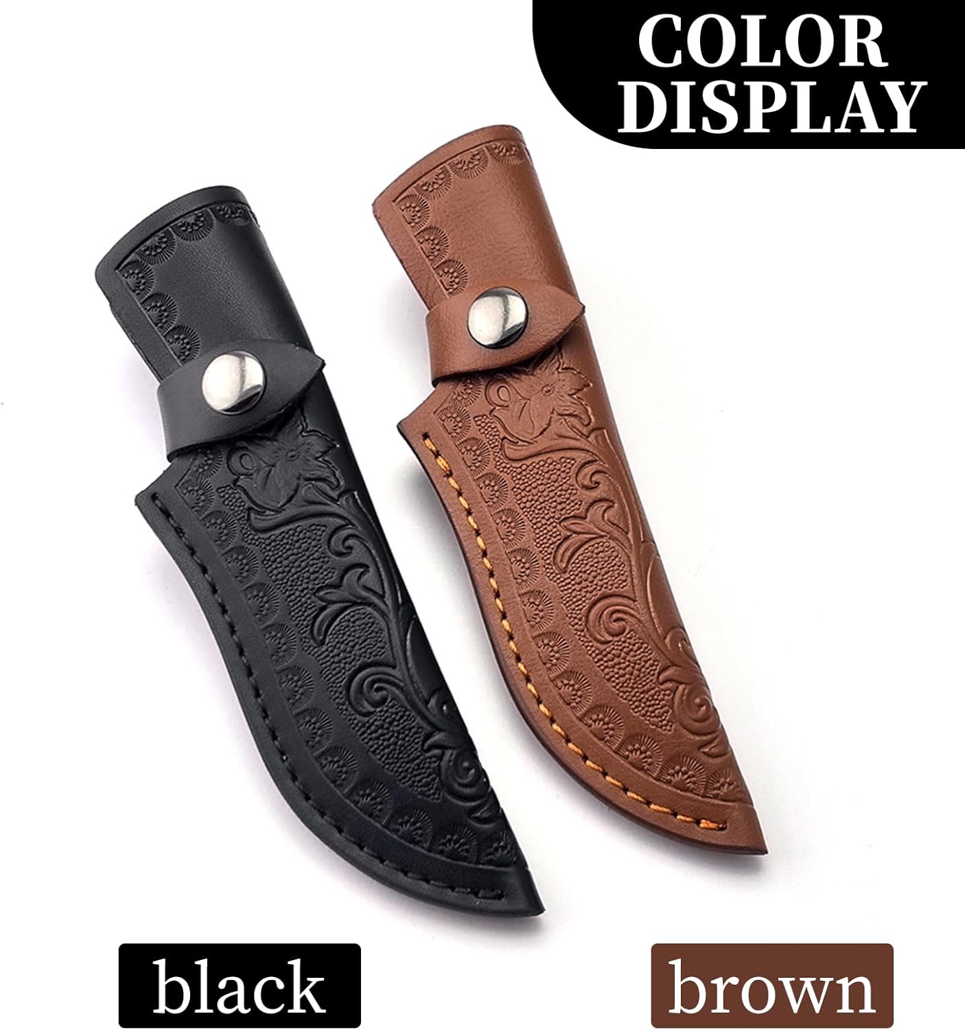 Funda cuero cuchillo fija con lazo cinturón y cierre EDC