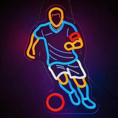 Letrero neón fútbol luz LED regulable para niños y hombres