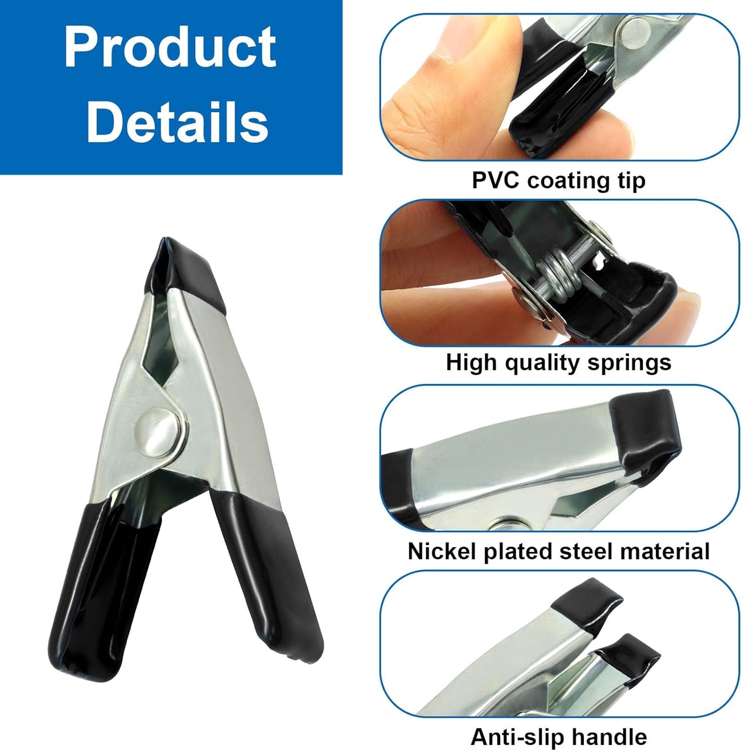 30 Abrazaderas Resorte Metal 2pulg Mini Clips Negro