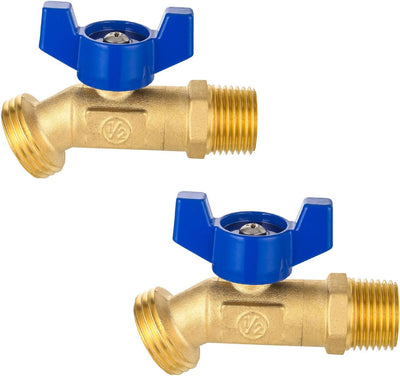 2 Pzas Válvula Bibb 1/2pulg MIP x 3/4pulg GHT Latón Azul