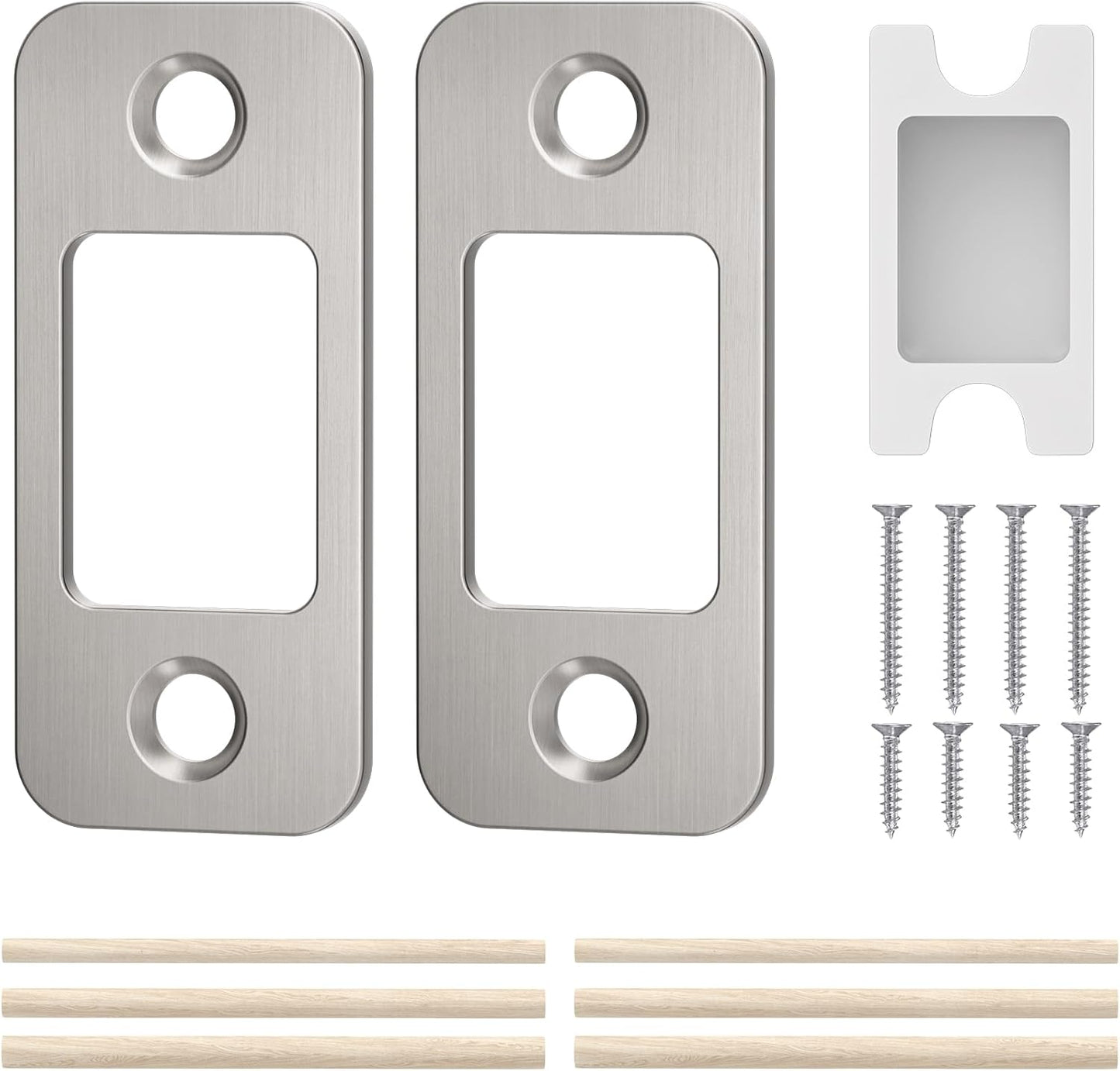 Placa puerta níquel cepillado 1x2-1/4pulg esquina redonda set 2