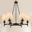 Candelabro industrial negro 6 luces 27pulg tela lino ajustable