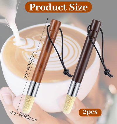 2 Cepillos Café Expreso Madera Nogal Cerda Jabalí Negro 6.6pulg