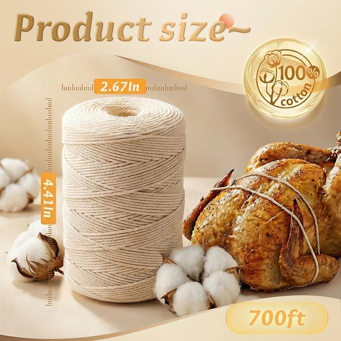Cuerda carnicero 100% algodón grado alimenticio 700pies
