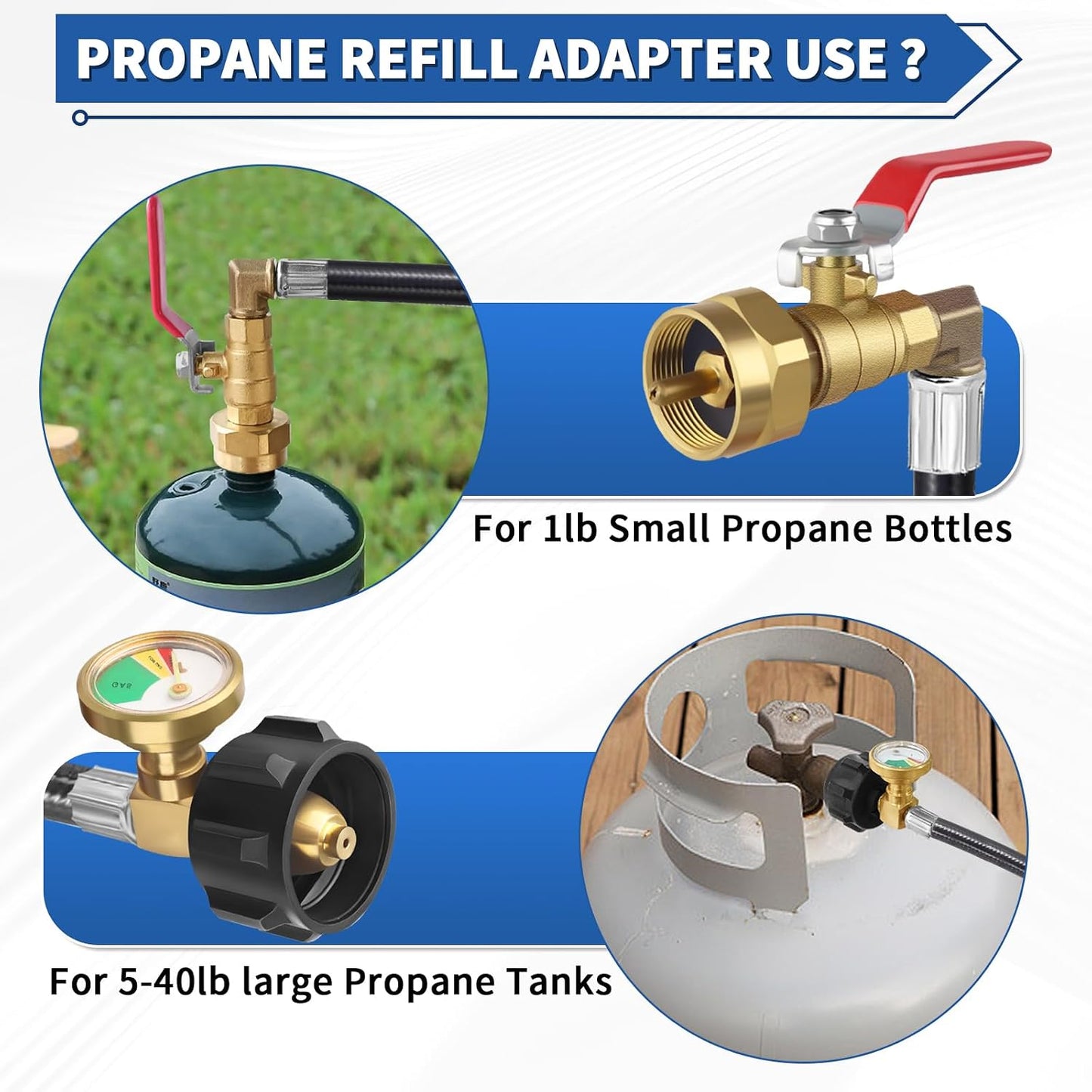Adaptador recarga propano 1 libra 36pulg con medidor