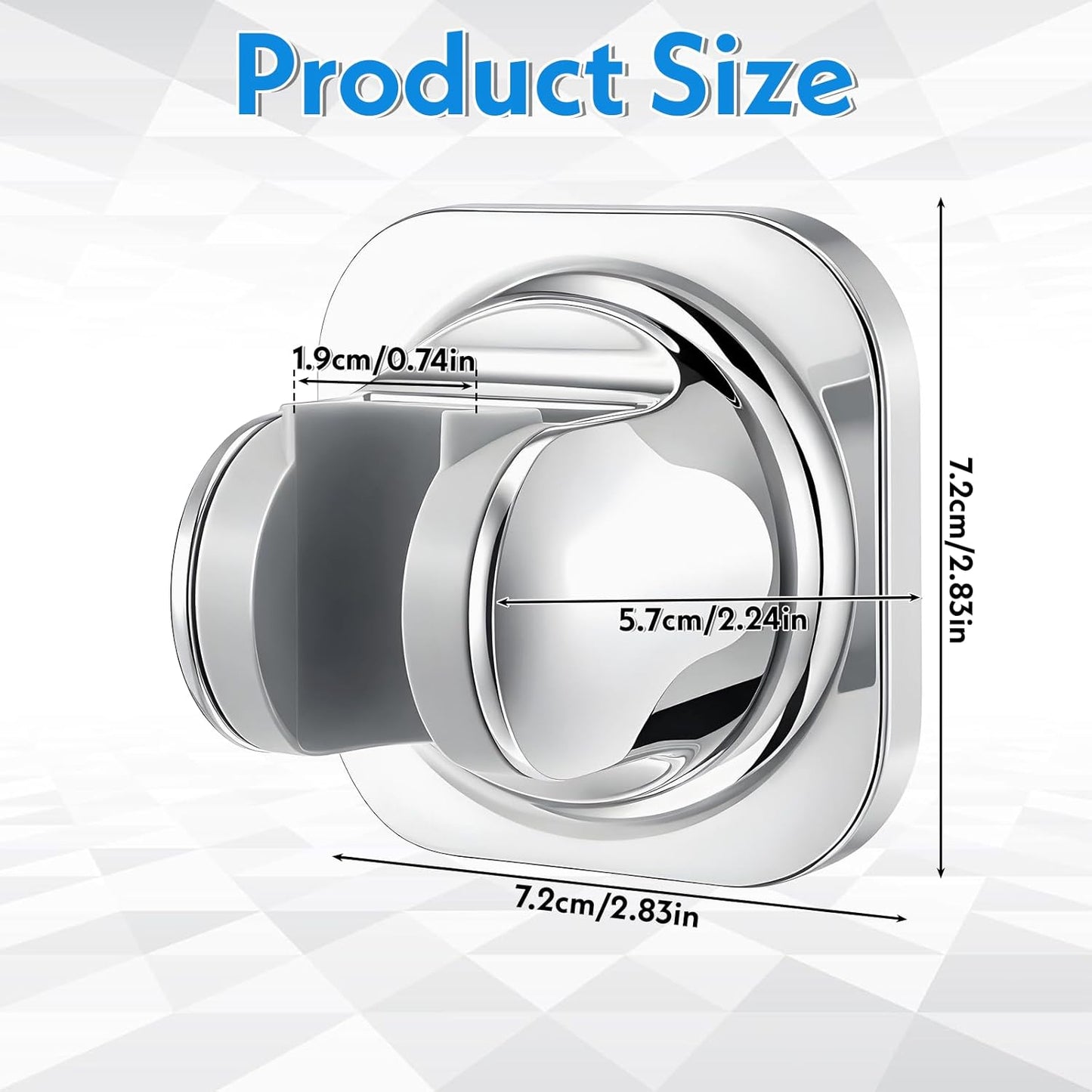 Soporte cabezal ducha adhesivo ajustable para baño plateado