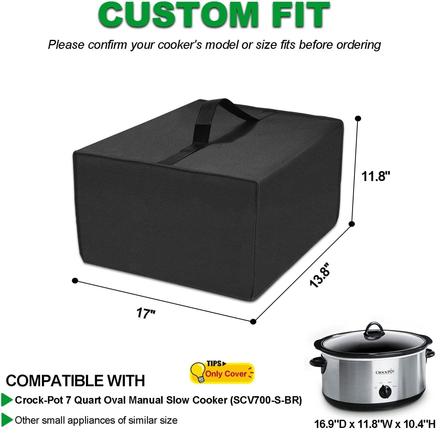 Cubierta para olla cocción lenta comp 7qt resistente al calor