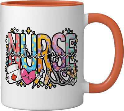 Taza cerámica para semana del enfermero industrial higiene color naranja/blanco