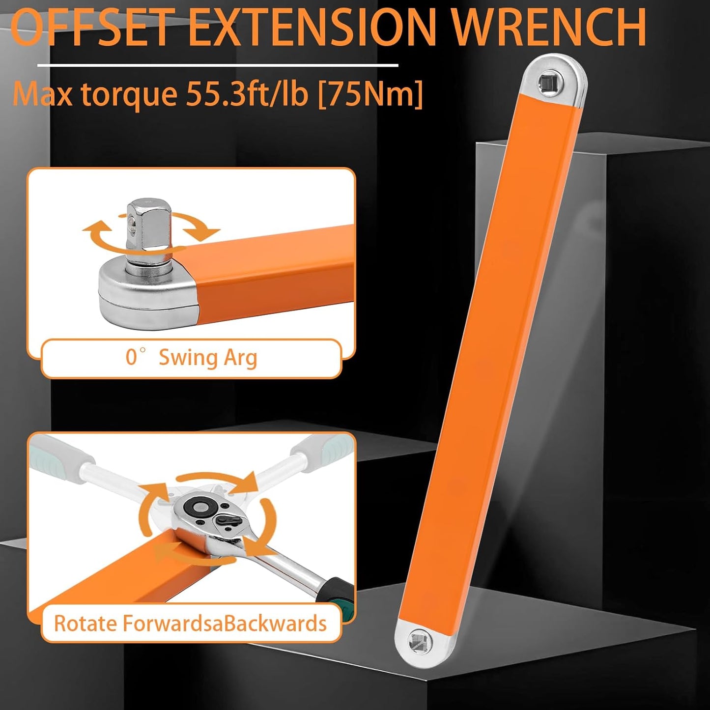 Llave extensión compensada impacto 3/8 pulg con adaptadores