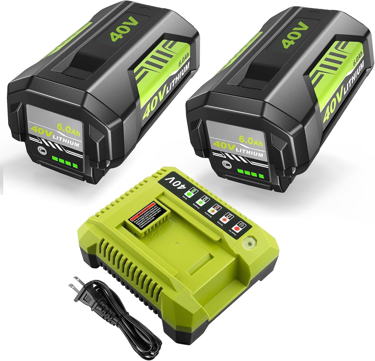 2 Baterías 40V 6Ah y Cargador Ryobi para Herramientas Inalámbricas