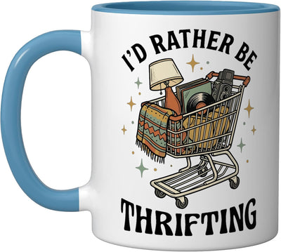 Taza Cerámica I'd Rather Be Thrifting Azul/Blanco