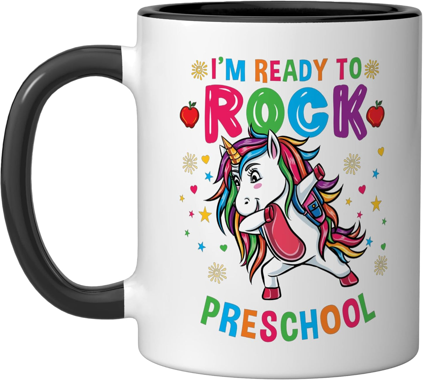 Taza Cerámica Unicornio Preescolar Negro/Blanco