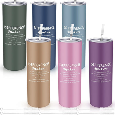 Set 6 Vasos Diferenciadores con Tapa Metal Pajita 20oz