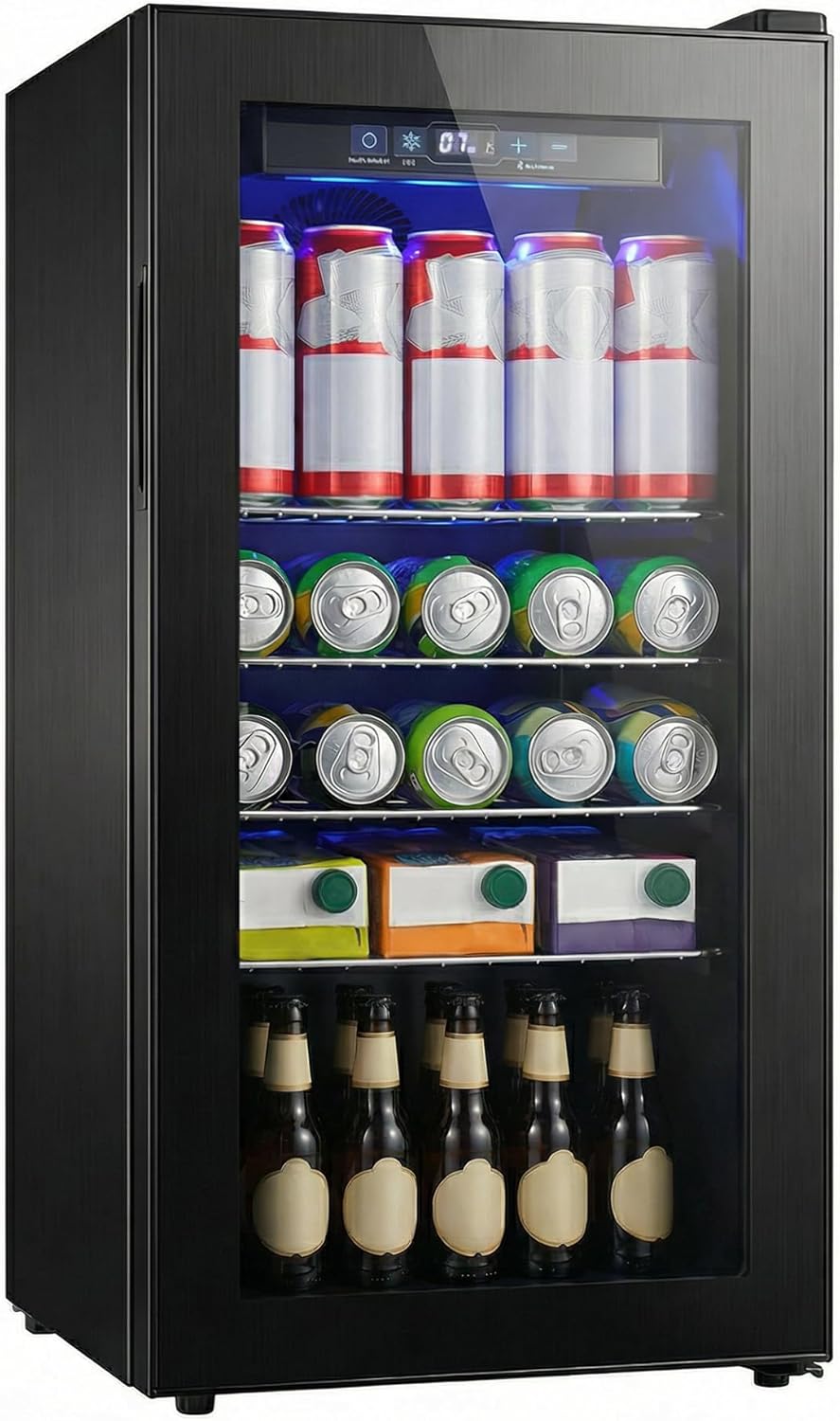 Mini refrigerador bebidas 160 latas puerta vidrio control temp