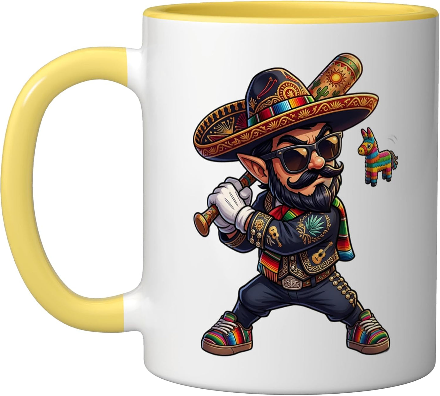 Taza Cerámica Niño Cinco De Mayo Béisbol Mariachi Amarillo