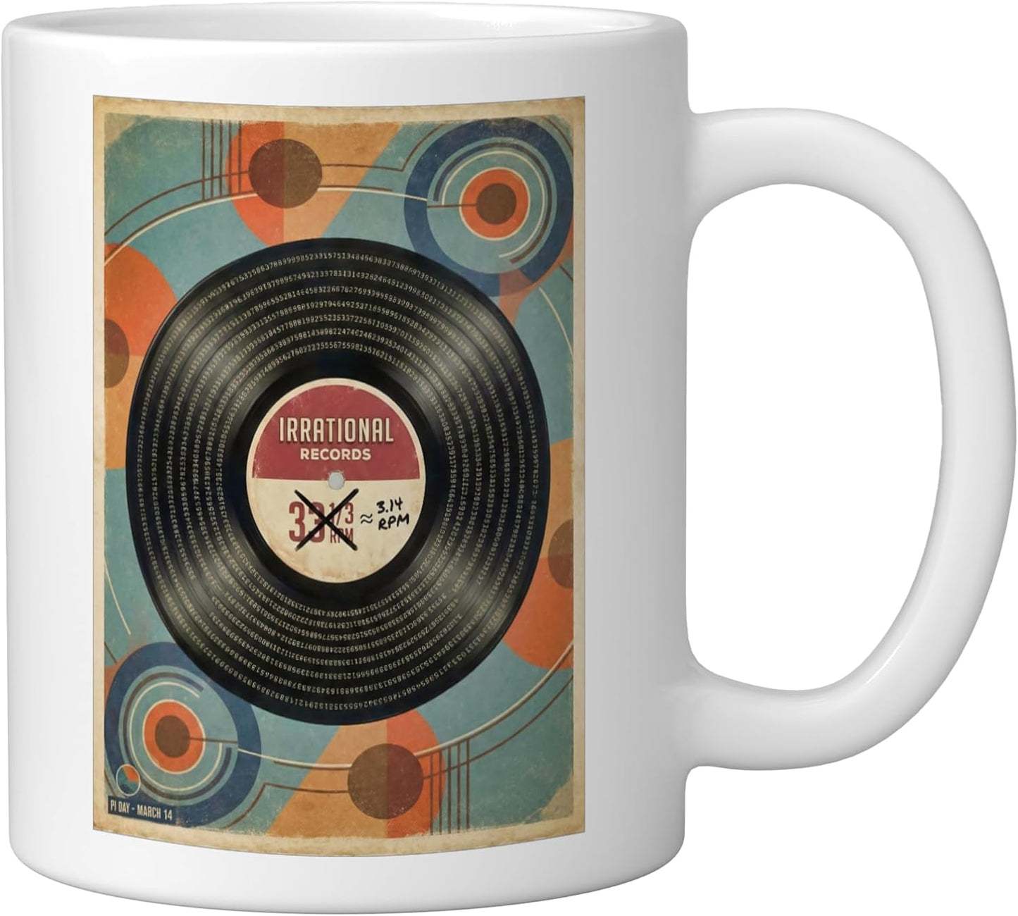 Taza Cerámica Profesor Matemáticas Día de Pi Retro Blanca