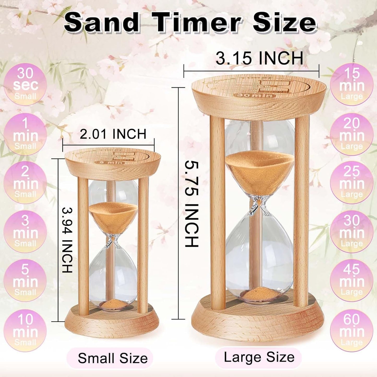 Reloj arena bambú 2 minutos decorativo hogar oficina