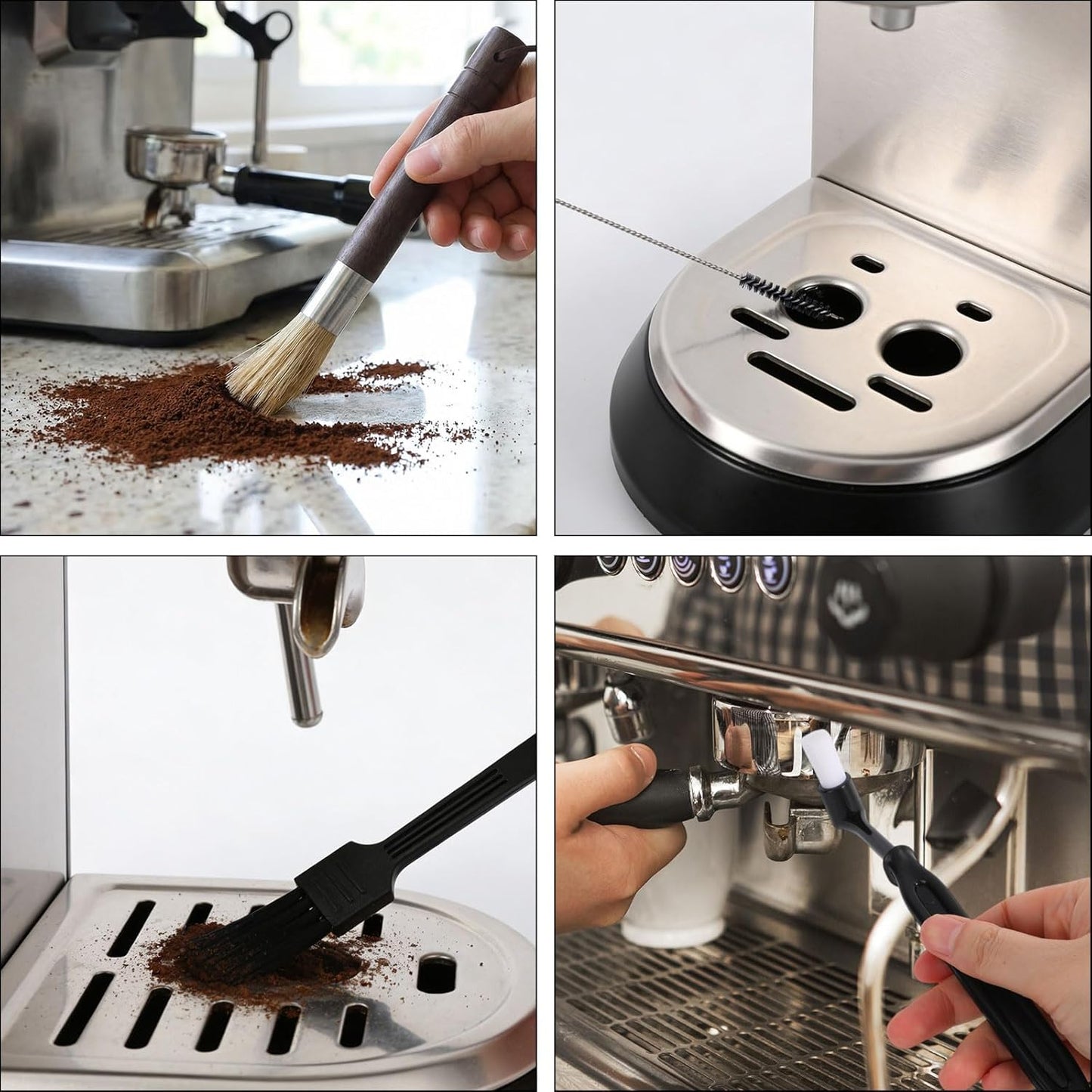 Juego de 15 cepillos para molinillo de café expreso con mango ergonómico