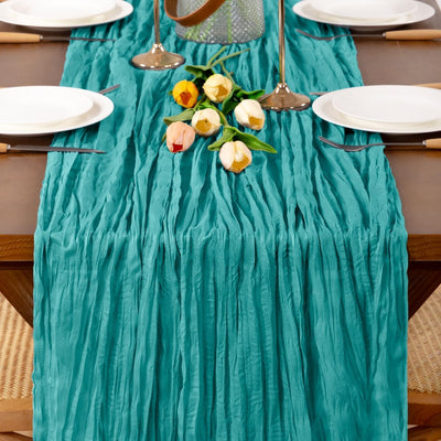 Camino mesa estopilla verde azulado 22x120pulg decoración boda