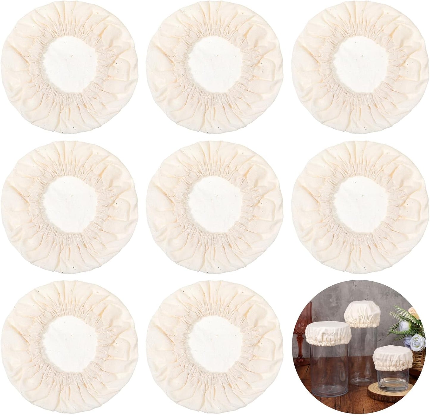 8 fundas lino reutilizables para tarro masa madre 3-4pulg blanco