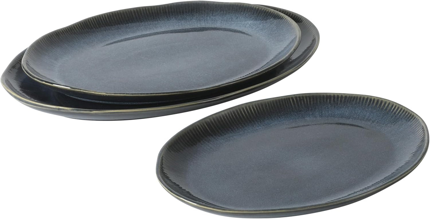 Juego de platos ovalados Gibson Elite Sandy Pines 3 piezas azules